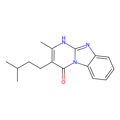 2-methyl-3-(3-methylbutyl)pyrimido[1,2-a]benzimidazol-4(1H)-one structure