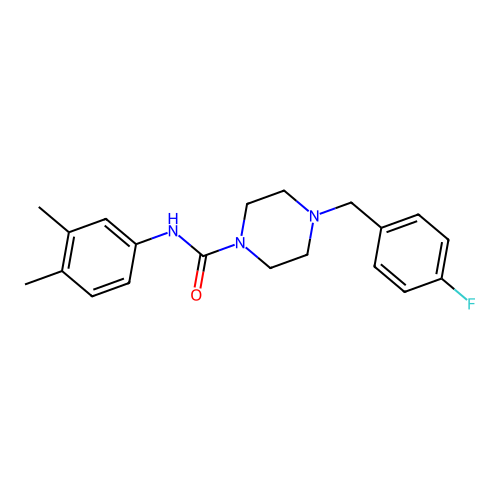 N-(3,4-dimethylphenyl)-4-[(4-fluorophenyl)methyl]piperazine-1-carboxamide structure