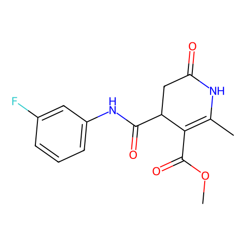 methyl 4-[(3-fluorophenyl)carbamoyl]-6-methyl-2-oxo-3,4-dihydro-1H-pyridine-5-carboxylate structure