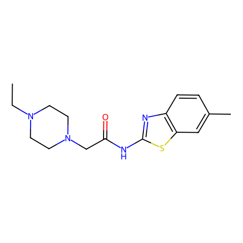 2-(4-ethyl-1-piperazinyl)-N-(6-methyl-1,3-benzothiazol-2-yl)acetamide structure