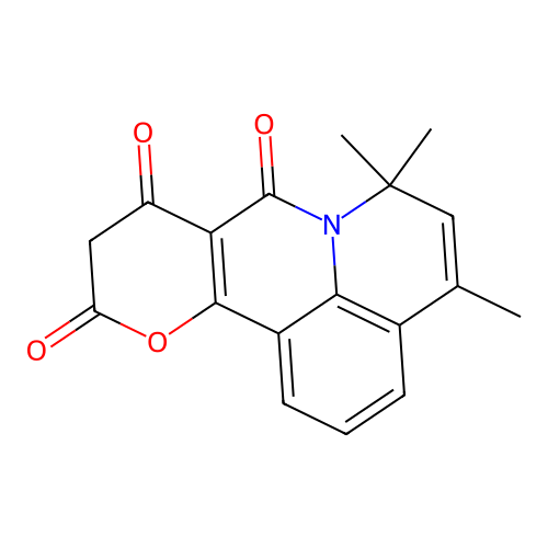 4,6,6-trimethyl-6H-pyrano[3,2-c]pyrido[3,2,1-ij]quinoline-8,9,11(10H)-trione structure