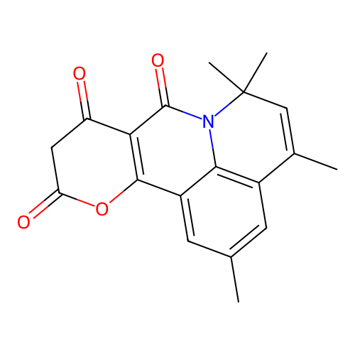 2,4,6,6-tetramethyl-6H-pyrano[3,2-c]pyrido[3,2,1-ij]quinoline-8,9,11(10H)-trione structure