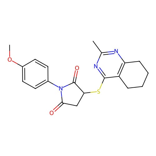 1-(4-methoxyphenyl)-3-[(2-methyl-5,6,7,8-tetrahydroquinazolin-4-yl)sulfanyl]pyrrolidine-2,5-dione structure
