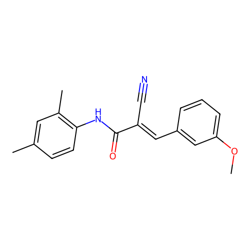 (2E)-2-cyano-N-(2,4-dimethylphenyl)-3-(3-methoxyphenyl)acrylamide structure