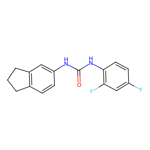 1-(2,4-difluorophenyl)-3-(2,3-dihydro-1H-inden-5-yl)urea structure