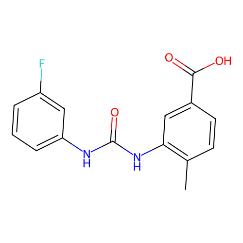 3-{[(3-Fluorophenyl)carbamoyl]amino}-4-methylbenzoic acid structure