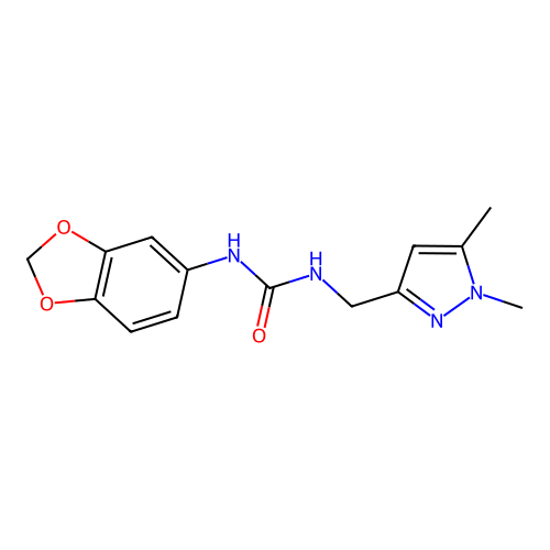 1-(1,3-Benzodioxol-5-yl)-3-[(1,5-dimethylpyrazol-3-yl)methyl]urea structure