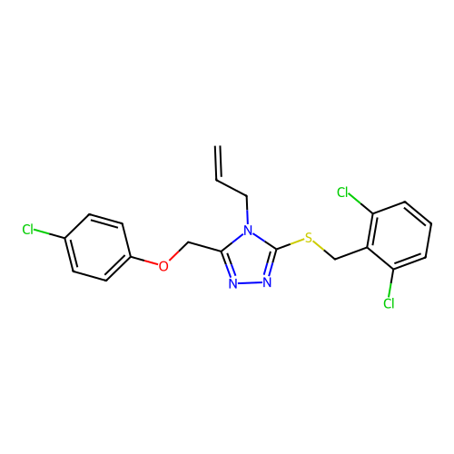 3-[(4-chlorophenoxy)methyl]-5-[(2,6-dichlorophenyl)methylsulfanyl]-4-prop-2-enyl-1,2,4-triazole structure