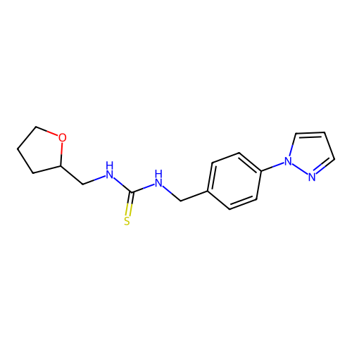 1-(Oxolan-2-ylmethyl)-3-[(4-pyrazol-1-ylphenyl)methyl]thiourea structure