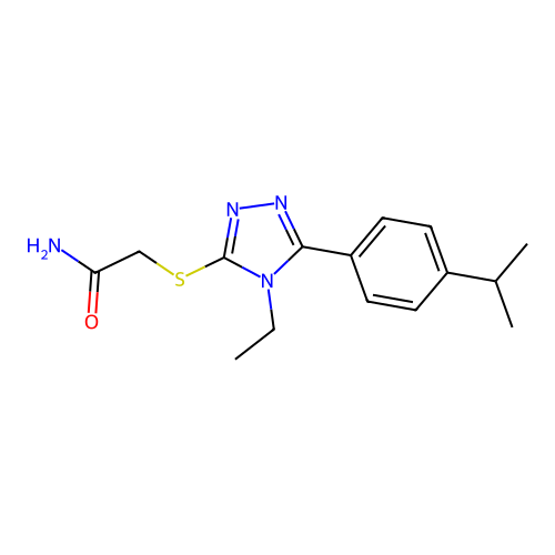 2-[[4-Ethyl-5-(4-propan-2-ylphenyl)-1,2,4-triazol-3-yl]sulfanyl]acetamide structure
