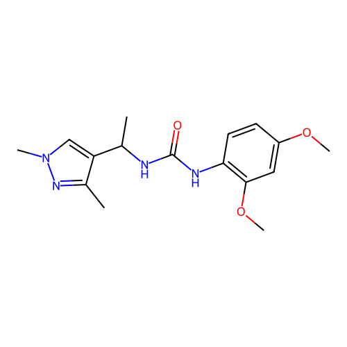 1-(2,4-Dimethoxyphenyl)-3-[1-(1,3-dimethylpyrazol-4-yl)ethyl]urea structure