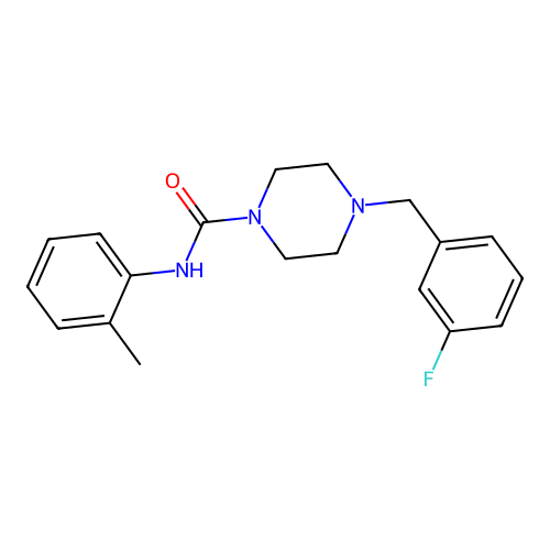 4-[(3-fluorophenyl)methyl]-N-(2-methylphenyl)piperazine-1-carboxamide structure