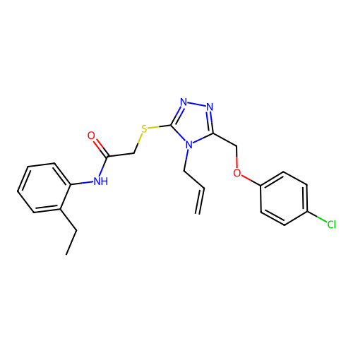 2-({5-[(4-chlorophenoxy)methyl]-4-(prop-2-en-1-yl)-4H-1,2,4-triazol-3-yl}sulfanyl)-N-(2-ethylphenyl)acetamide structure