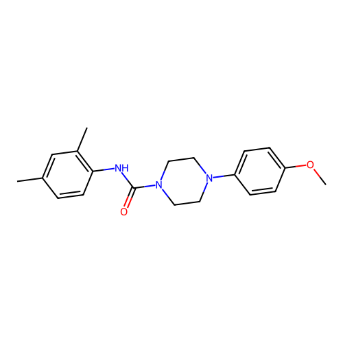 N-(2,4-dimethylphenyl)-4-(4-methoxyphenyl)piperazine-1-carboxamide structure