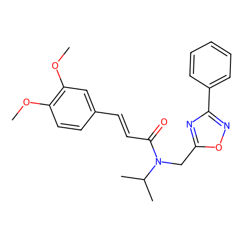(2E)-3-(3,4-dimethoxyphenyl)-N-[(3-phenyl-1,2,4-oxadiazol-5-yl)methyl]-N-(propan-2-yl)prop-2-enamide structure