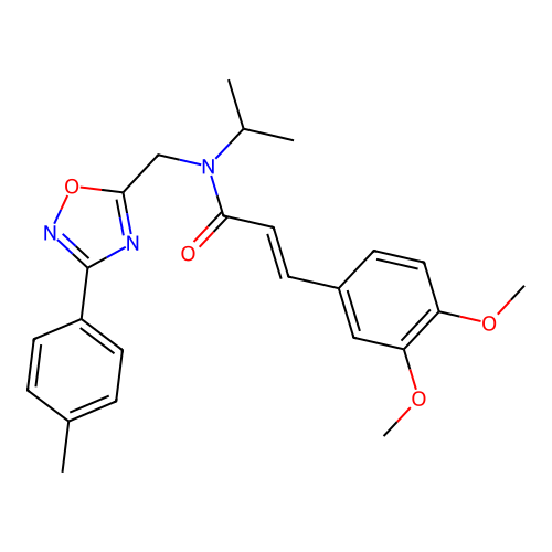 (2E)-3-(3,4-dimethoxyphenyl)-N-{[3-(4-methylphenyl)-1,2,4-oxadiazol-5-yl]methyl}-N-(propan-2-yl)prop-2-enamide structure