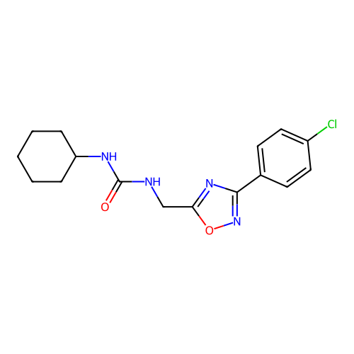 1-[[3-(4-Chlorophenyl)-1,2,4-oxadiazol-5-yl]methyl]-3-cyclohexylurea structure