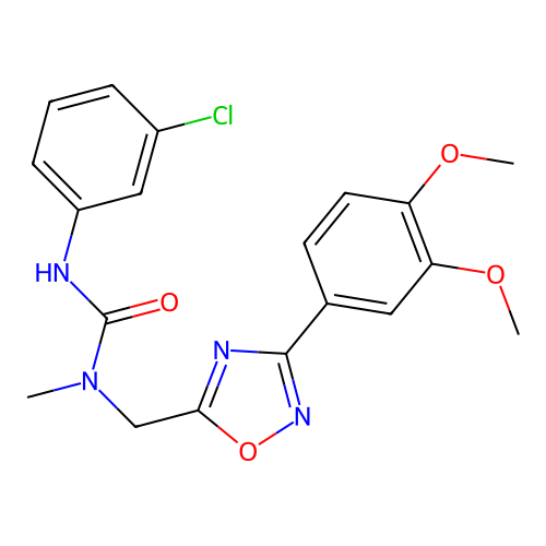 3-(3-chlorophenyl)-1-[[3-(3,4-dimethoxyphenyl)-1,2,4-oxadiazol-5-yl]methyl]-1-methylurea structure