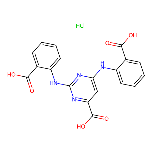 4-Pyrimidinecarboxylic acid, 2,6-bis(o-carboxyanilino)-, hydrochloride structure