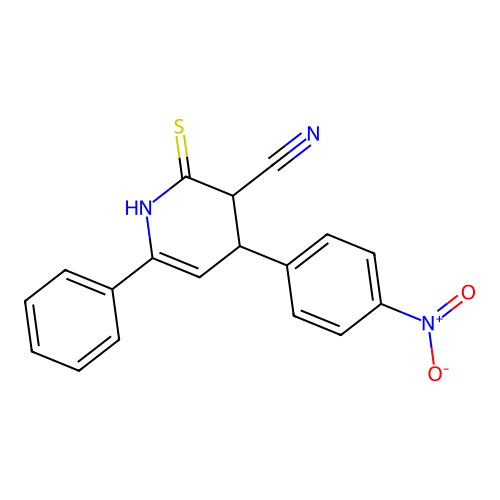 3-Pyridinecarbonitrile, 1,2,3,4-tetrahydro-4-(4-nitrophenyl)-6-phenyl-2-thioxo- structure