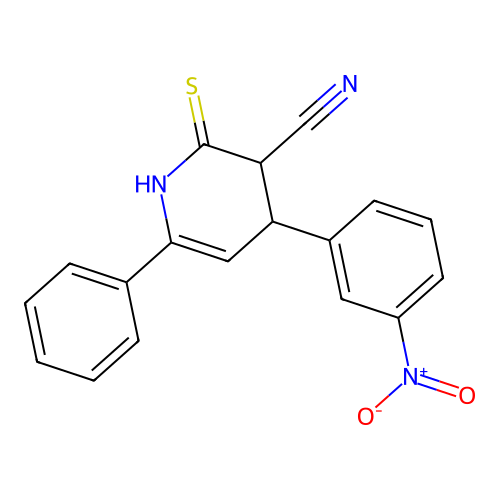 3-Pyridinecarbonitrile, 1,2,3,4-tetrahydro-4-(3-nitrophenyl)-6-phenyl-2-thioxo- structure