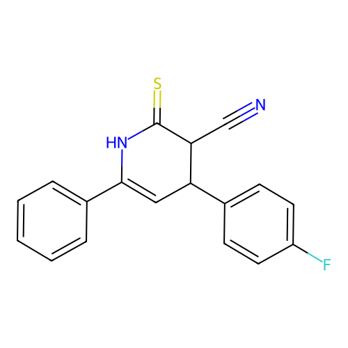 3-Pyridinecarbonitrile, 1,2,3,4-tetrahydro-4-(4-fluorophenyl)-6-phenyl-2-thioxo- structure