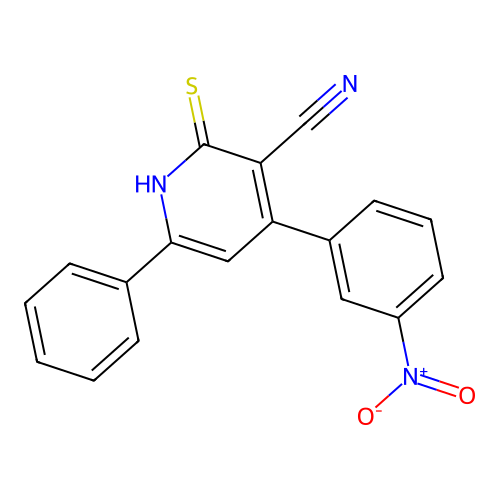 3-Pyridinecarbonitrile, 1,2-dihydro-4-(3-nitrophenyl)-6-phenyl-2-thioxo- structure
