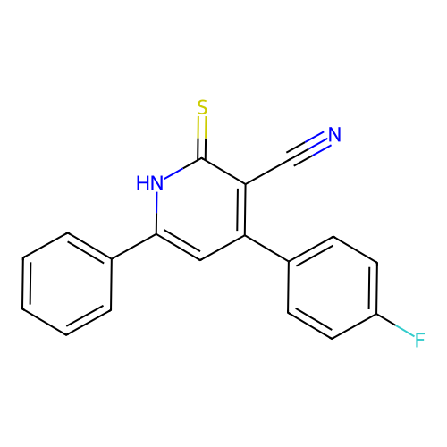 3-Pyridinecarbonitrile, 4-(4-fluorophenyl)-1,2-dihydro-6-phenyl-2-thioxo- structure
