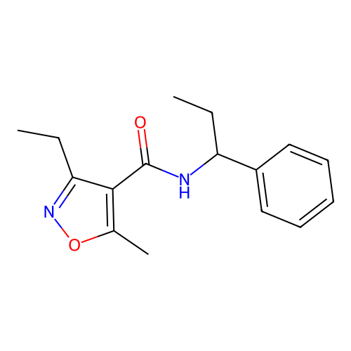3-ethyl-5-methyl-N-(1-phenylpropyl)-1,2-oxazole-4-carboxamide structure