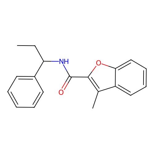 3-methyl-N-(1-phenylpropyl)-1-benzofuran-2-carboxamide structure