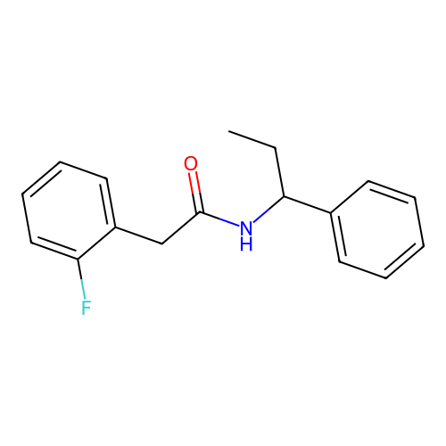 2-(2-fluorophenyl)-N-(1-phenylpropyl)acetamide structure