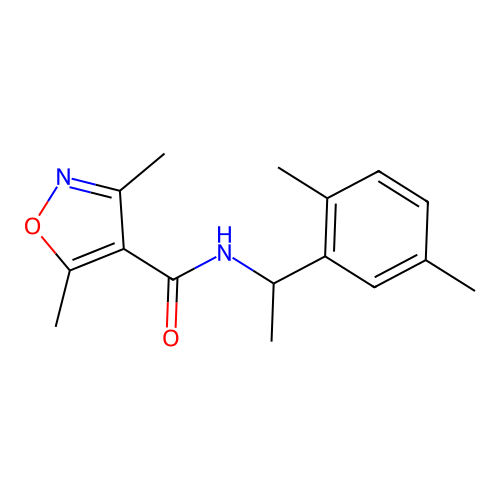 N-[1-(2,5-dimethylphenyl)ethyl]-3,5-dimethyl-1,2-oxazole-4-carboxamide structure