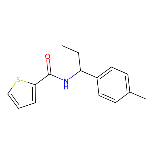 N-[1-(4-methylphenyl)propyl]thiophene-2-carboxamide structure