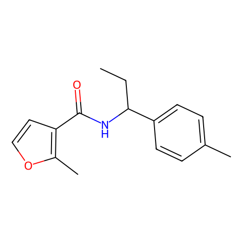 2-methyl-N-[1-(4-methylphenyl)propyl]furan-3-carboxamide structure