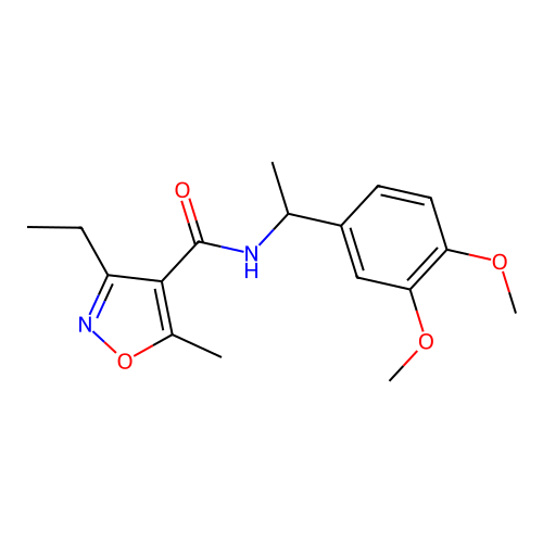 N-[1-(3,4-dimethoxyphenyl)ethyl]-3-ethyl-5-methyl-1,2-oxazole-4-carboxamide structure