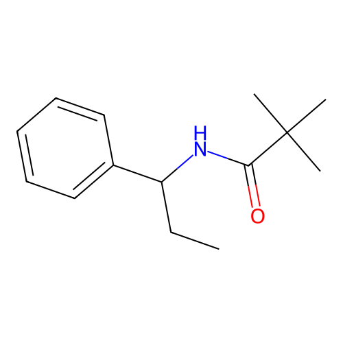 2,2-dimethyl-N-(1-phenylpropyl)propanamide structure