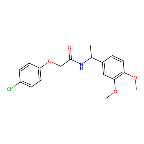 2-(4-chlorophenoxy)-N-[1-(3,4-dimethoxyphenyl)ethyl]acetamide structure