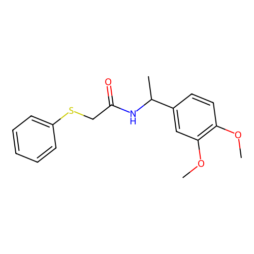 N-[1-(3,4-dimethoxyphenyl)ethyl]-2-phenylsulfanylacetamide structure