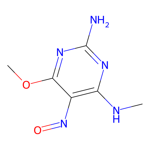 N-(2-amino-6-methoxy-5-nitrosopyrimidin-4-yl)-N-methylamine structure