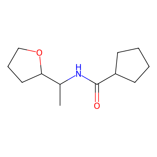N-[1-(oxolan-2-yl)ethyl]cyclopentanecarboxamide structure
