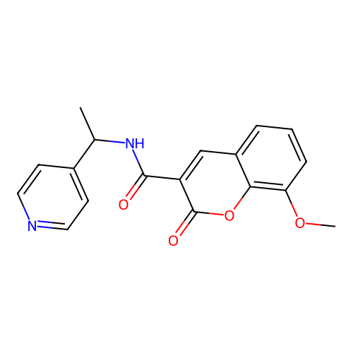 8-methoxy-2-oxo-N-(1-pyridin-4-ylethyl)chromene-3-carboxamide structure