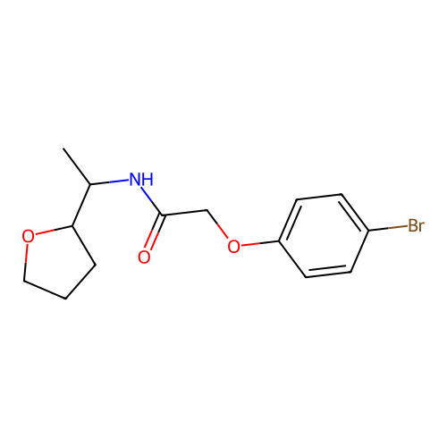 2-(4-bromophenoxy)-N-[1-(oxolan-2-yl)ethyl]acetamide structure