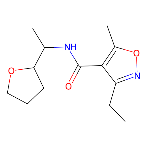 3-ethyl-5-methyl-N-[1-(oxolan-2-yl)ethyl]-1,2-oxazole-4-carboxamide structure