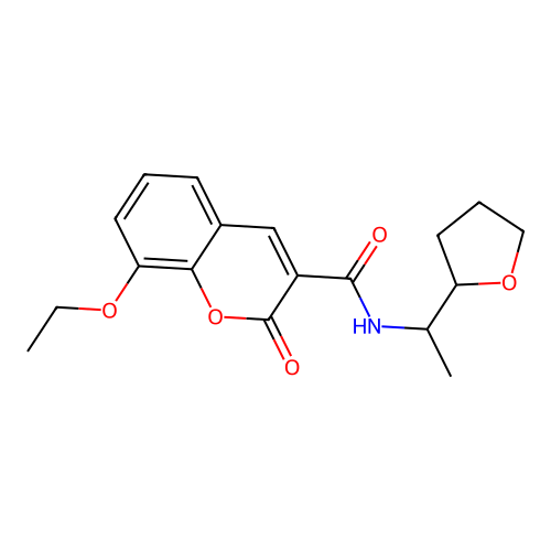 8-ethoxy-2-oxo-N-[1-(oxolan-2-yl)ethyl]chromene-3-carboxamide structure
