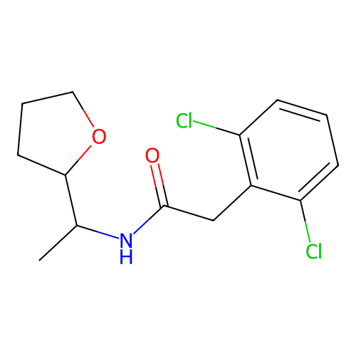 2-(2,6-dichlorophenyl)-N-[1-(oxolan-2-yl)ethyl]acetamide structure