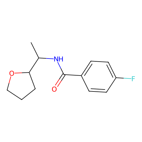 4-fluoro-N-[1-(oxolan-2-yl)ethyl]benzamide structure