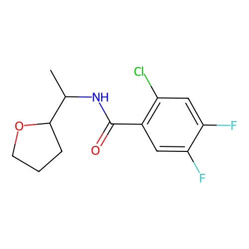 2-chloro-4,5-difluoro-N-[1-(oxolan-2-yl)ethyl]benzamide structure