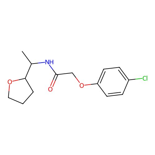 2-(4-chlorophenoxy)-N-[1-(oxolan-2-yl)ethyl]acetamide structure