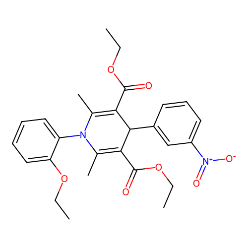 3,5-Pyridinedicarboxylic acid, 1,4-dihydro-2,6-dimethyl-1-(ethoxyphenyl)-4-(3-nitrophenyl)-, diethyl ester structure