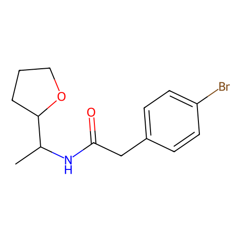 2-(4-bromophenyl)-N-[1-(oxolan-2-yl)ethyl]acetamide structure